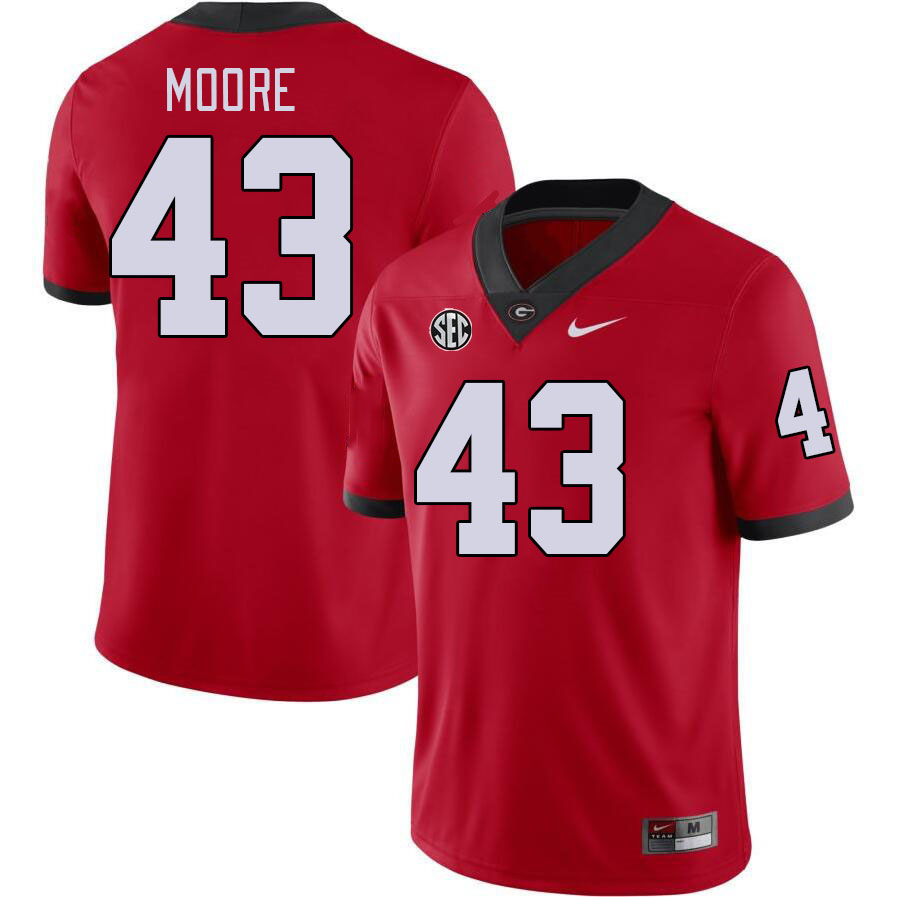 #43 Nick Moore Georgia Bulldogs Jerseys Football Stitched-Red